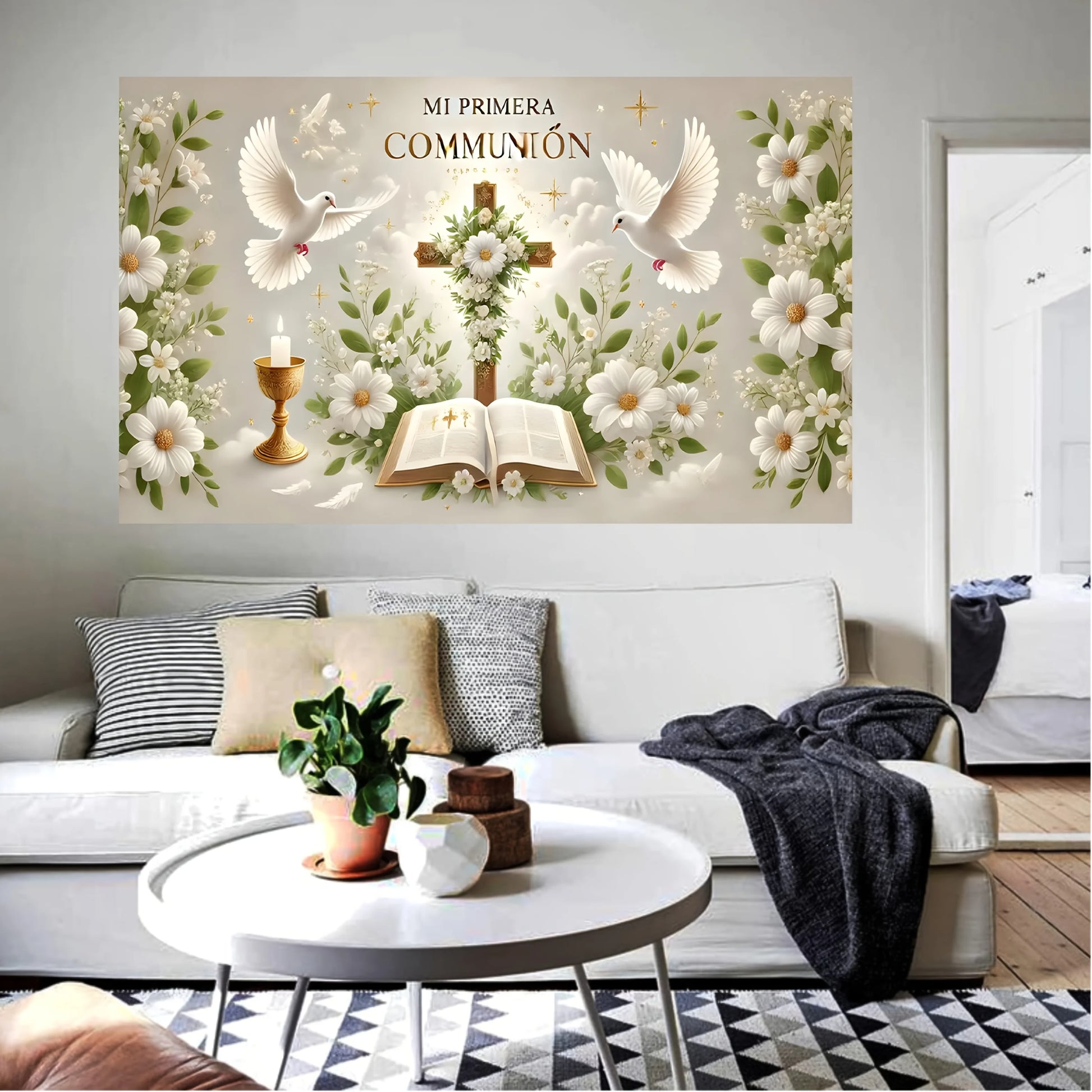 One Mi Primera Comunion elegant baptism and the First Communion Party decorative banner, perfect for decoration
