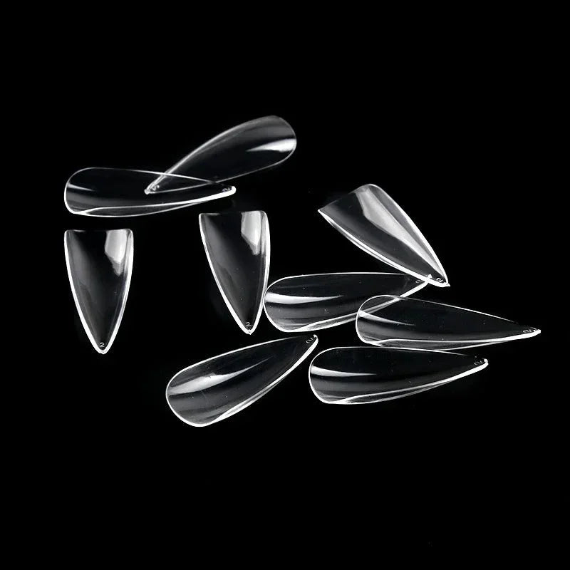100pcs/box Natural Transparent Seamless Fake Nails Full Coverage False Nails Tips Short T-shaped Full Cover Tips For Nails