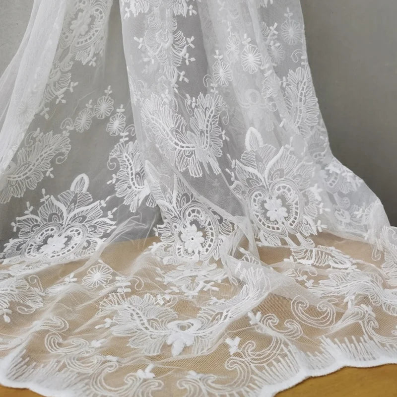 Gothic Lolita Lace Embroidery Fabric Quality Dress Dress Shirt Curtain Background Decorative Cloth Sewing women's Lace Gauze DIY