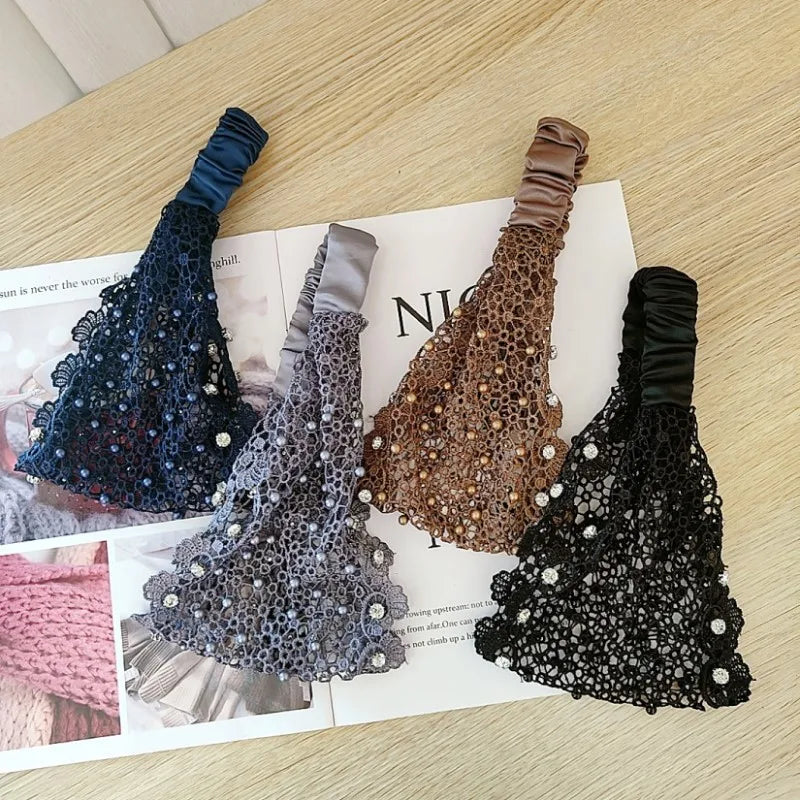 Fashion Wide-Brimmed Pearl Hair Band Cover Gray Hair Hair Accessories Girl's Face Washing Sports Casual Closed Head Cover Tiara