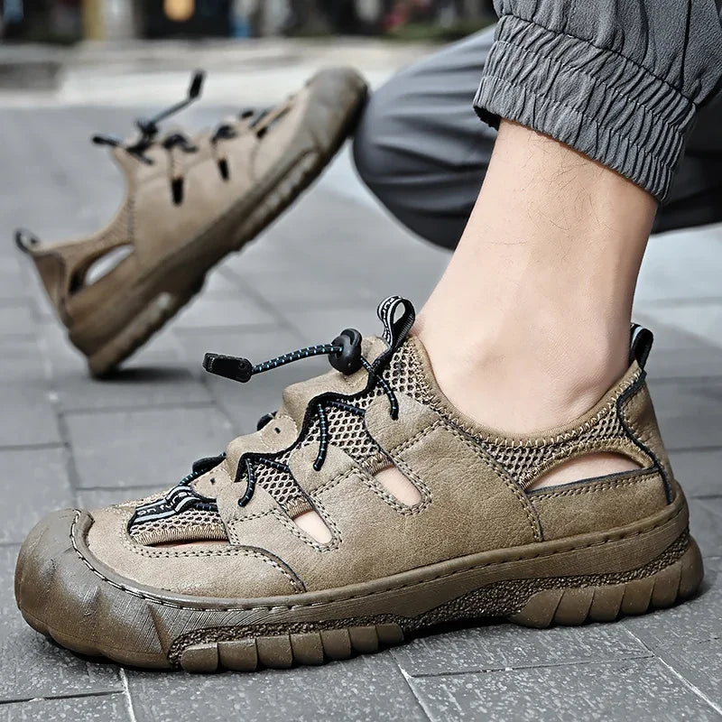 2025 Summer Men Sandals Genuine Leather Mens Casual Shoes Outdoor Men Leather Sandals for Men Beach Shoes Roman mens Shoes