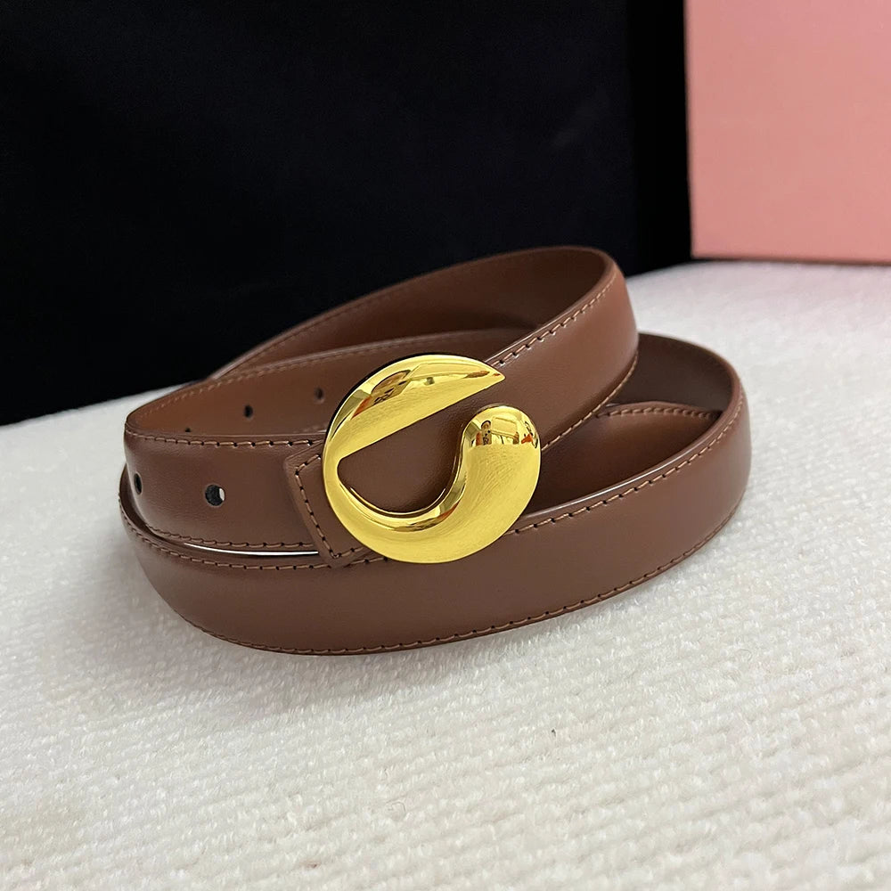 Ladies Leather Belt Retro Smooth Buckle Fashion Simple with Jeans CasuaI High Quality Leather  Waistband