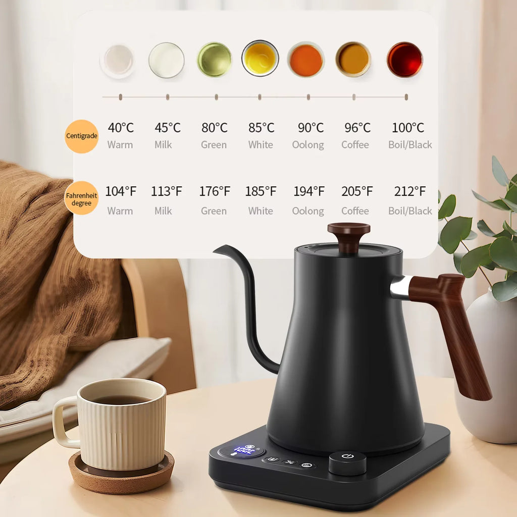 Hand Brewed Electric Coffee Pot Control Stainless Steel Intelligent Temperature Electric Boiling Water Temperature Control Pot