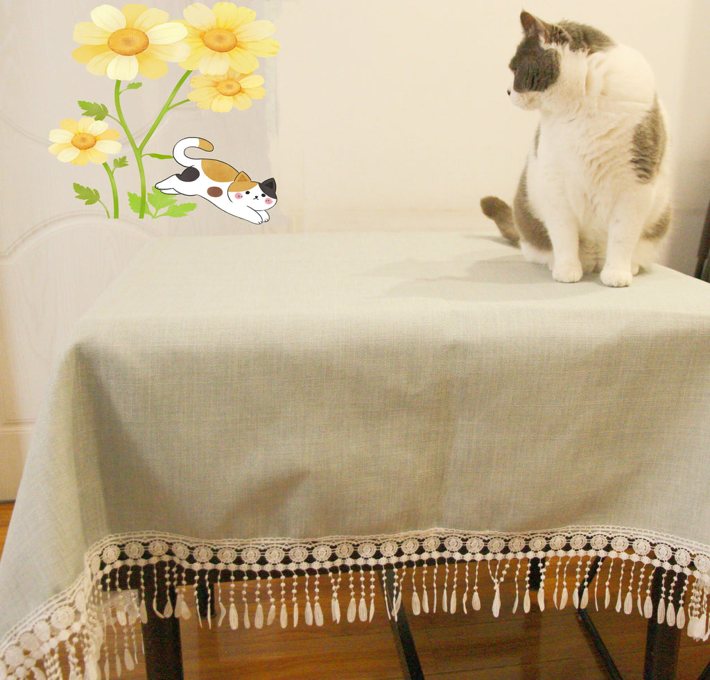 Classic Style Lace Linen Solid Color Tablecloth Exquisite Elegant