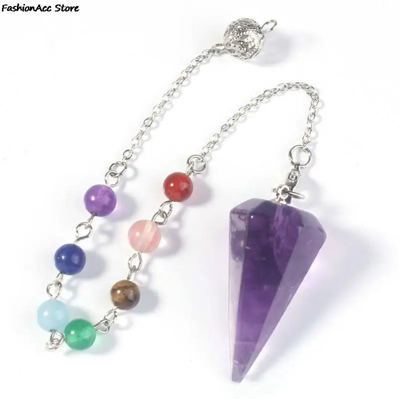 Healing Pendulum For Divination Pink Quartz Pendulums Biolocation Natural Gem Stone Chain Men Reiki Crystal Pendant