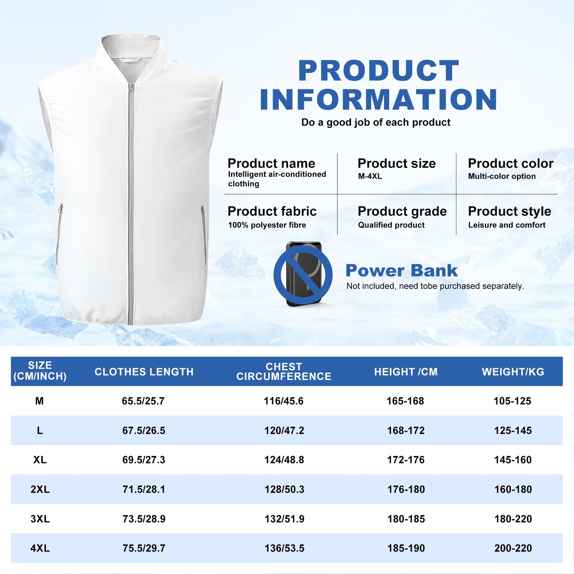 Cool Vest Electric fan vest Cooling Fan Vest Air-conditioned Clothes Hiking Cooling 13 Hours High Temperature Work Fishing Vest