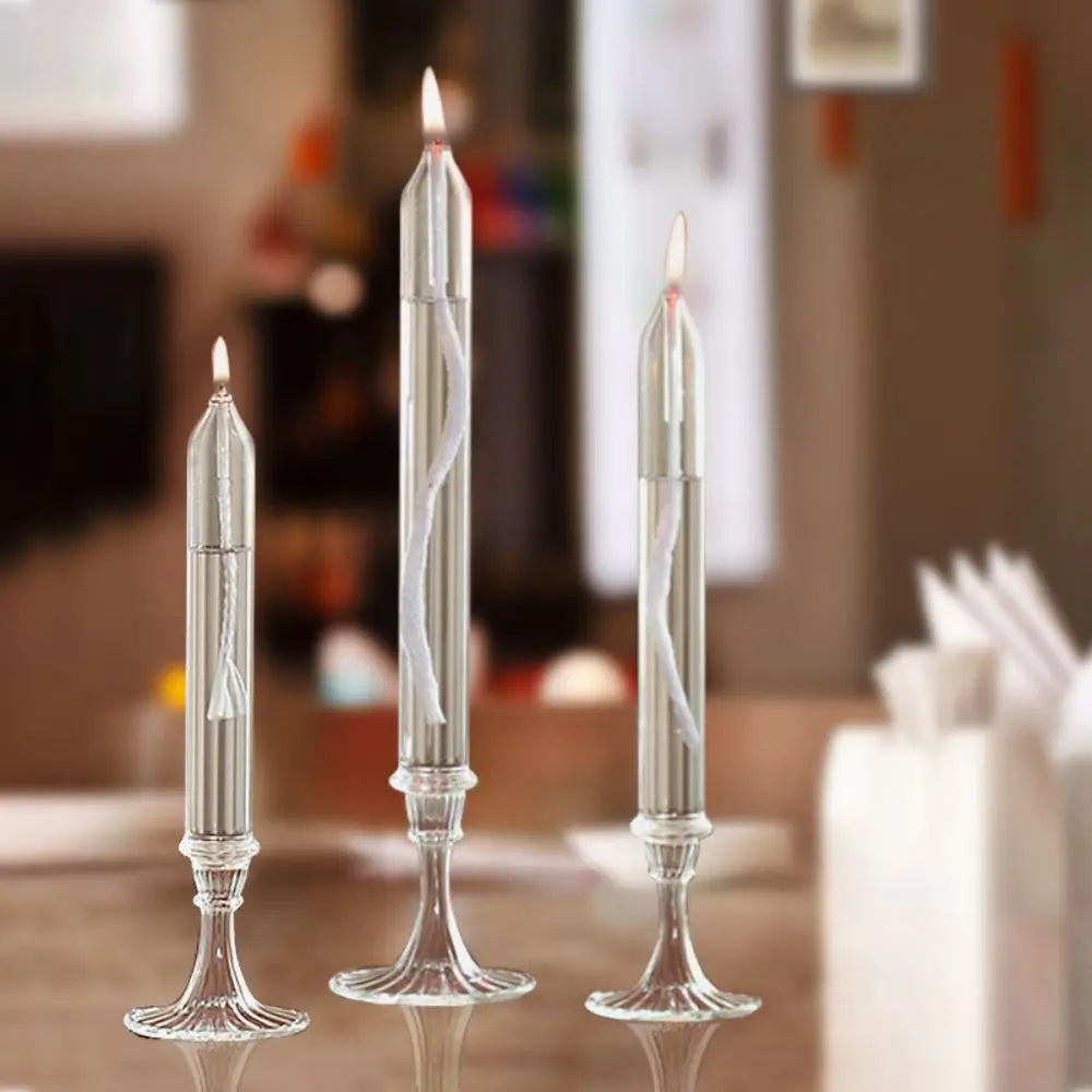 Transparent Glass Candlestick Lamp Smokeless Glass Oil Lamp Candlestick Nordic Simple Transparent Candlestick Ornaments