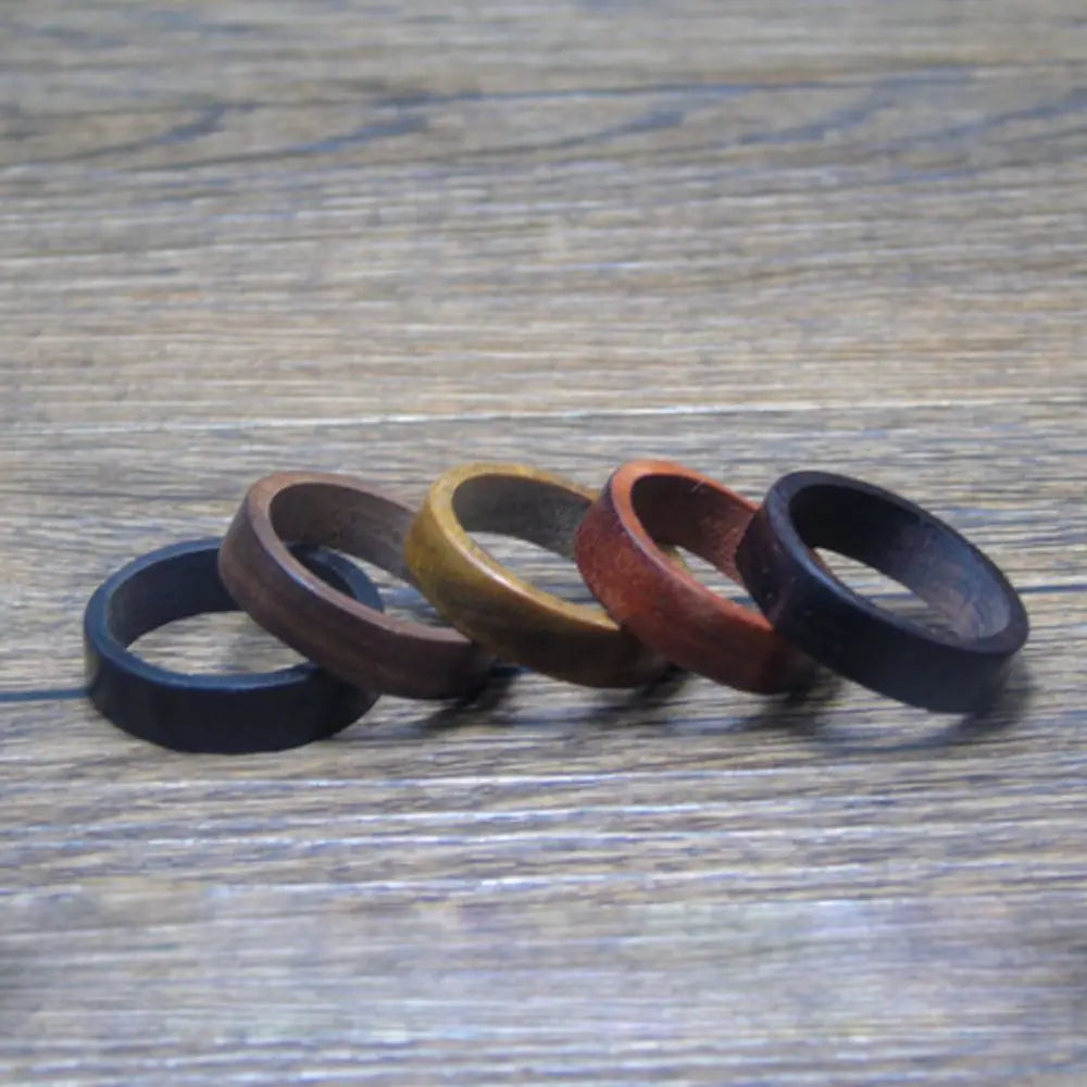1PC 2021 Trend Sandalwood Ebony Natural Wood Rings For Women Pagan Retro Pull Finger Mens Ebony Finger Ring Party Jewelry Gift