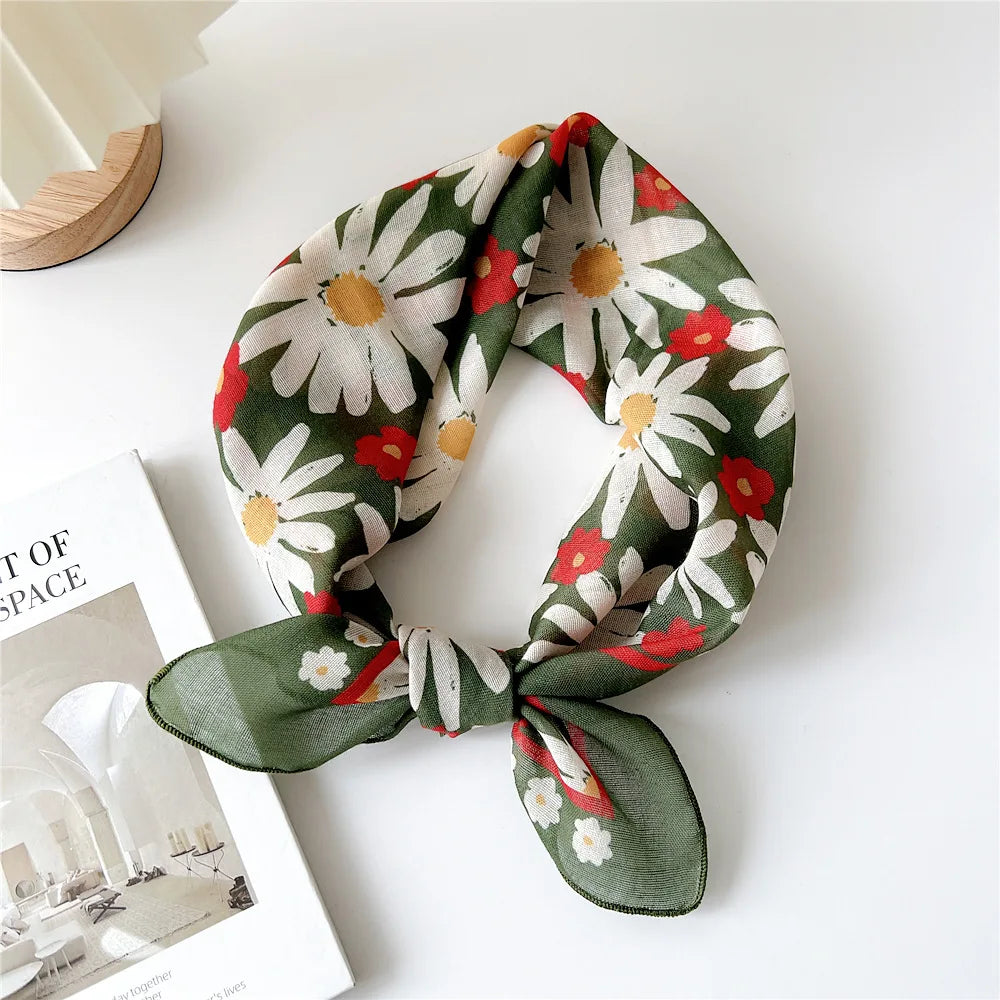 Fashion Cotton Linen Shawl Square Scarf for women sweet Cherry Print Hijabs Ladies Wraps summer sunscreen Bandanas Head scarf