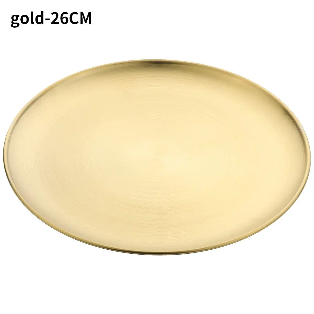 Stainless Steel Metal Dining Disc Round Bone Spitting Dish High Quality Shallow Tray Gold Silver Fruit Meat Tableware