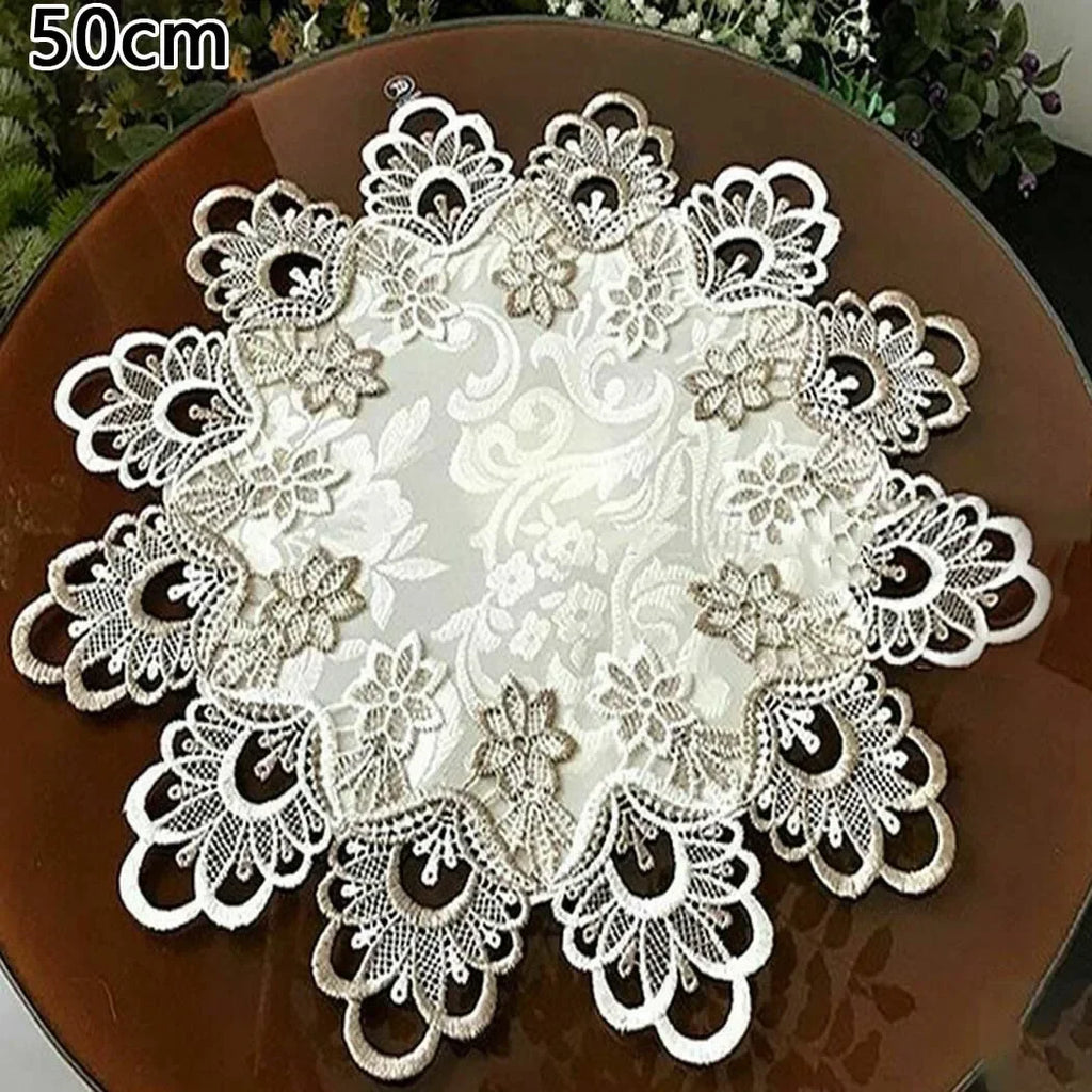 European Modern Fabric Lace Trim Hotel Restaurant Banquet Party Big Tablecloth Bedroom Balcony Small Round Table Cloth Tapete