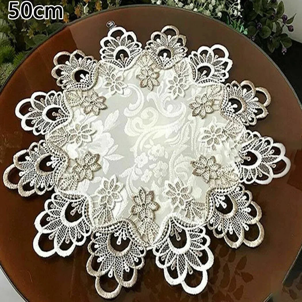 European Modern Fabric Lace Trim Hotel Restaurant Banquet Party Big Tablecloth Bedroom Balcony Small Round Table Cloth Tapete
