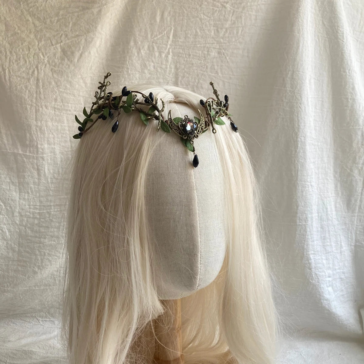 Woodland Vintage Black Elven crown Gothic Wedding Fairy Crown elf Tiara Gothic Headdress Headband goblincore crown elf crown
