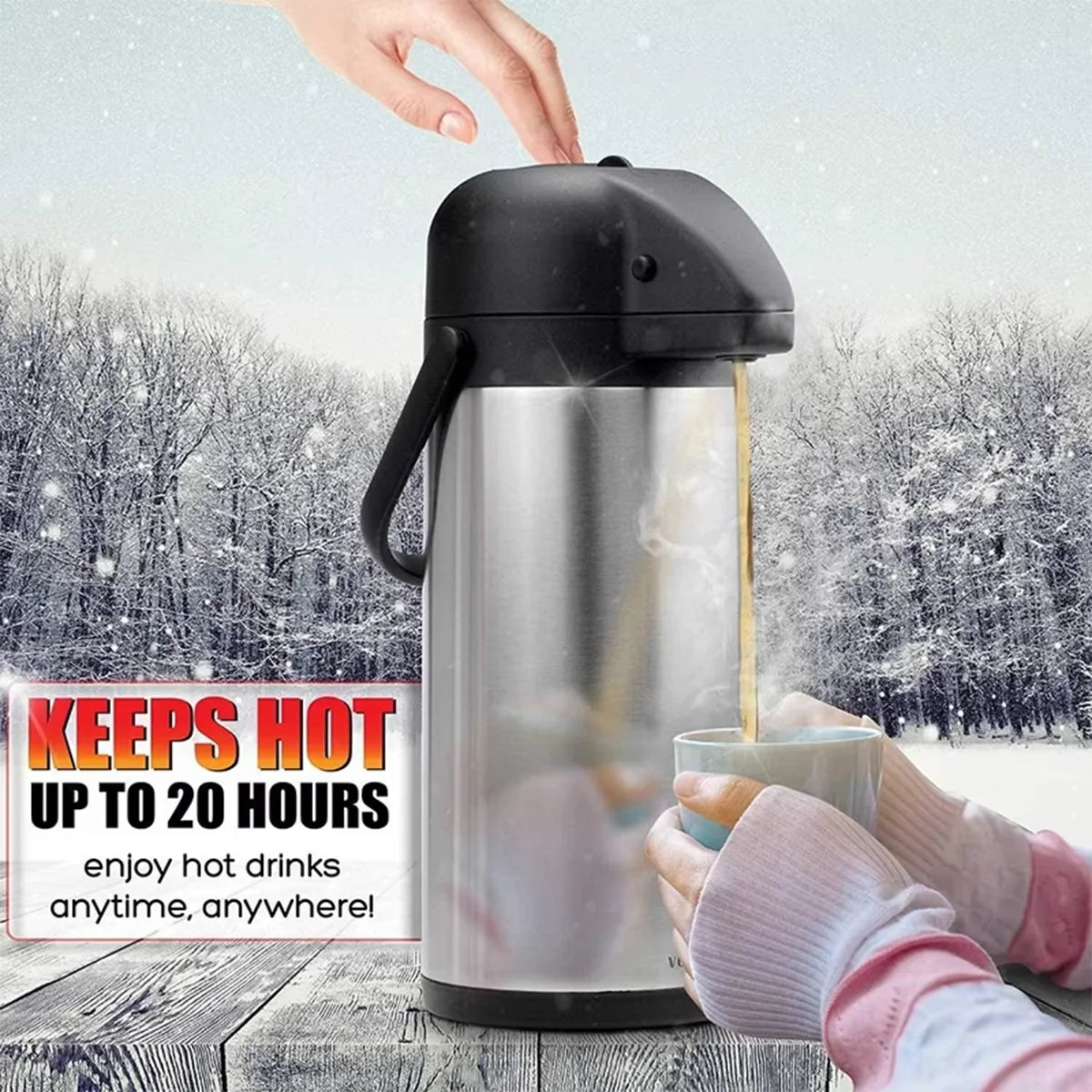 Stainless Steel Air Pressure Insulation Pot - Coffee Carafes for Keeping Hot - Thermal Coffee Carafe for Hot Liquids