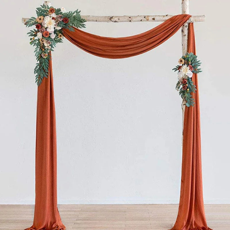 600CM Pearl Chiffon Veil Wedding Decoration Cloth Curtain European Wrinkle Free Cloth Curtain Holiday Party Decoration