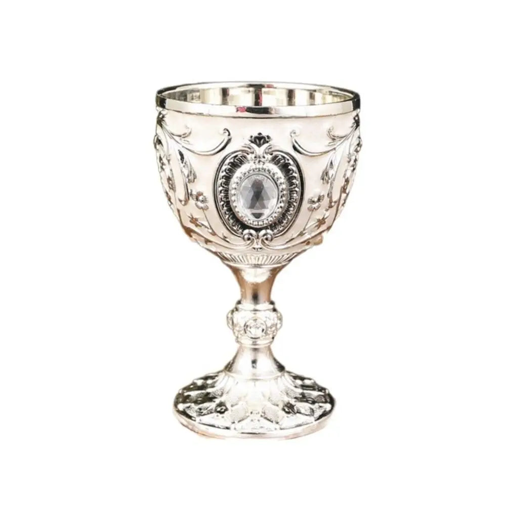 Drink Cup Embossed Vintage Metal Wine Cup Diamond-encrusted Anti-break Wine Glasses European Style Chalice Communion