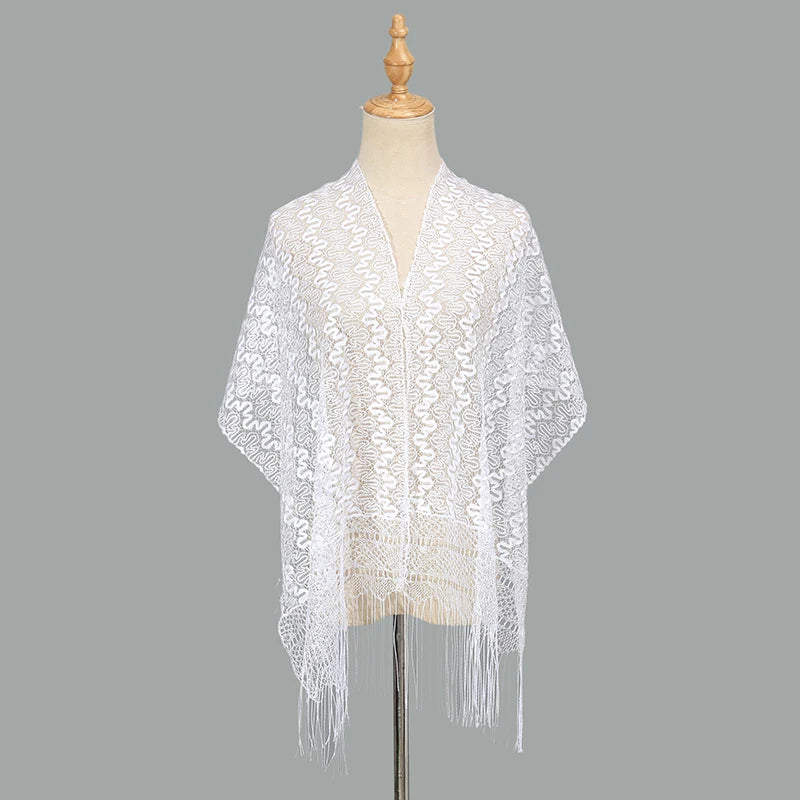 Women's Evening Dresses Shawls Bridal Bridesmaid Wedding Shrugs Wraps Sheer Hollow Party Shawl Cape Shinny Sequins Embroidered