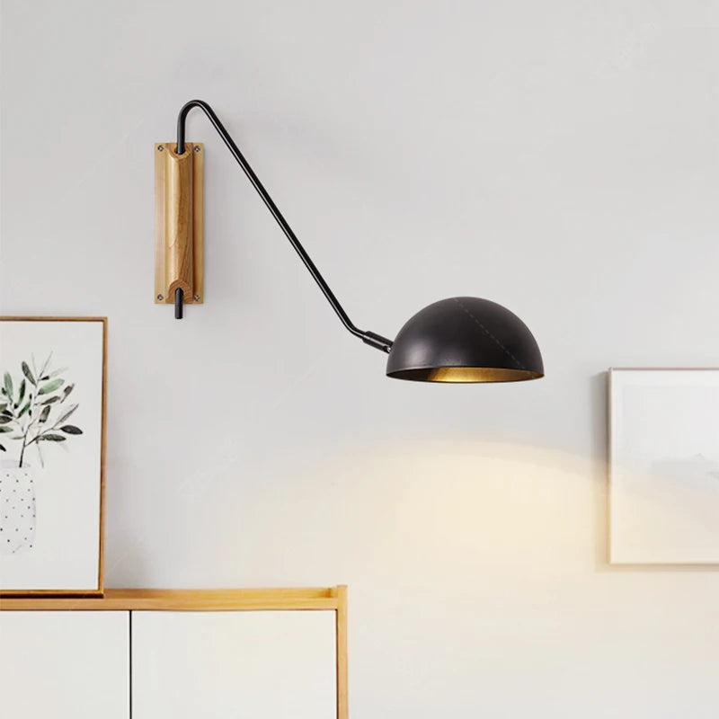 Scandinavia Minimalist Bedside Wall Lamps Rotating Swing Arm Iron Wall Hanging Light Home Decor Bedroom Living Room Reading Lamp