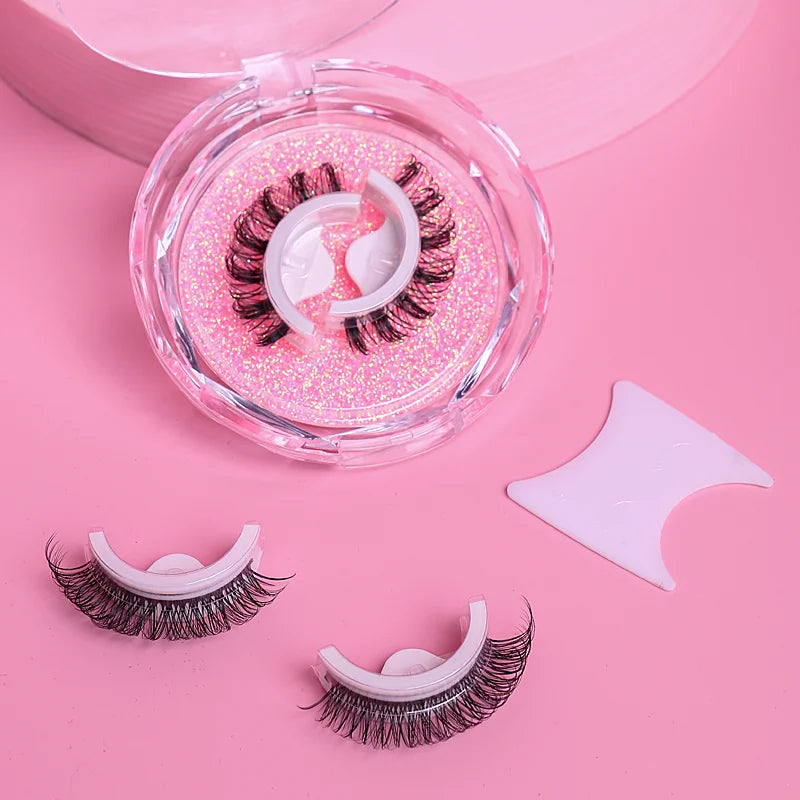 1Pair Reusable Self-Adhesive False Eyelashes Natural Multiple reversible glue-free self-adhesive pairs of false eyelashes Hot
