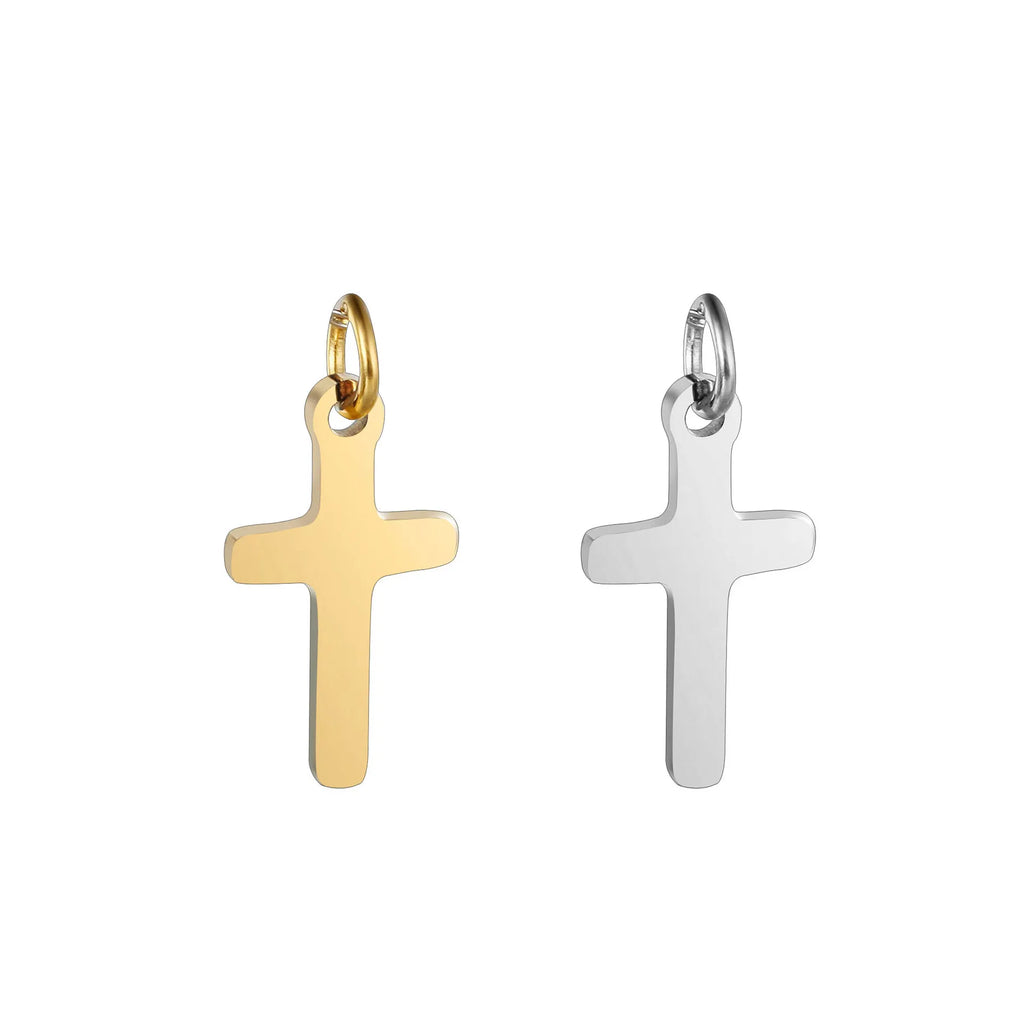 5Pcs/Lot Simple Style Cross Pendant Charms for Jewelry Making Stainless Steel With Jump Rings Diy Necklaces Jewelry Accessories