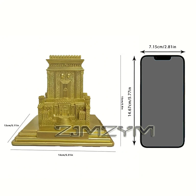 Jewish Temple Jerusalem Replica on Copper Base includes Holy Place Artifacts Home Decorations Imitation Metal Decoration