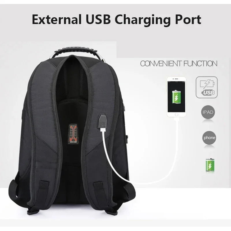Multifunctional bags Durable 17 Inch Laptop Backpack, Travel Bag,College Bookbag,USB Charging Port,Water Resistant