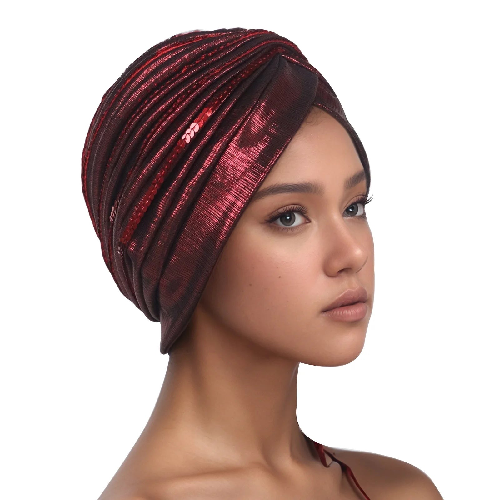 Women's Head Wraps Muslim Headscarf Cap India Hat Ready Hijab Bonnet Turbante Mujer Summer Breathable Sequins Turban Cap