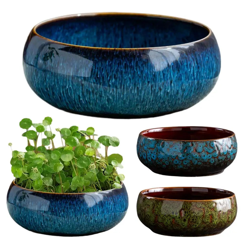 Oversized Hydroponic Planter Lotus Bowl Ceramic Water Garden Ornaments Root Decor Flower Cultivation System Flowerpot Acces K1K9