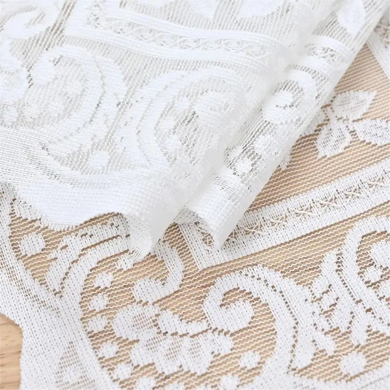 Lace Table Cover Table Runner Tablecloth For Nightstands Dressers Fit Furniture Protectors Sheer White Design Y5GB