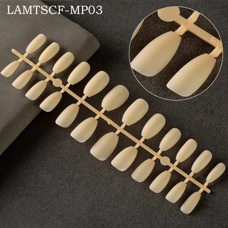 24tips/pc French White Fake Nails Matte /Glossy Detachable Long Square Natural False Press on Nails Manicure Faux Ongles