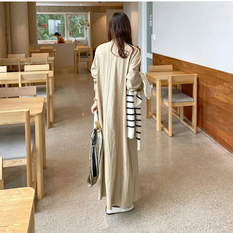 Cotton Linen Solid Muslim Dress Women Marocain Turkish Robe Femme Long Sleeve Maxi Dress Temperament Commuting Abaya Vestidos