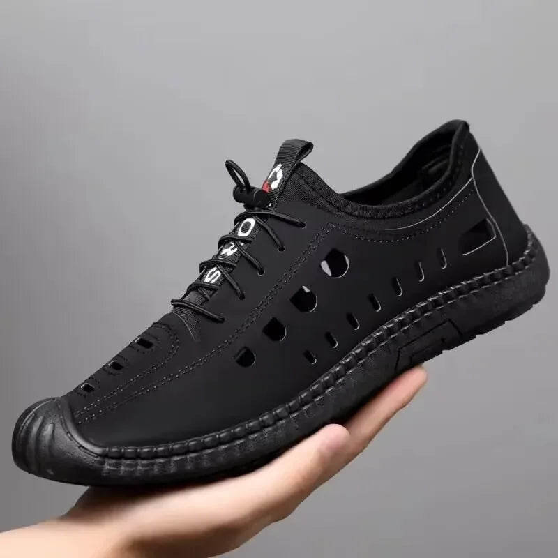 2025 Summer New Arrival Men's Soft Leather Sandals Breathable Non-slip Cow Tendon Sole Casual Leather Shoes Outdoor Beach Shoes