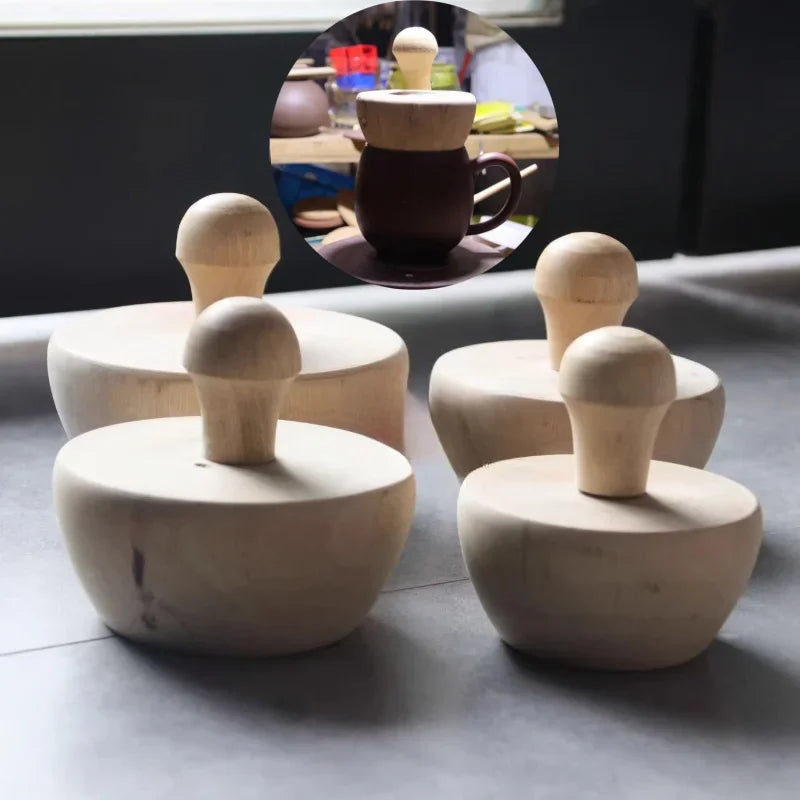 Pottery Purple Clay Teapot Round Mouth Egg-shaped Tool with Handle Wood Egg DIY Making Ceramic Teapot Round Mouth Auxiliary Tool