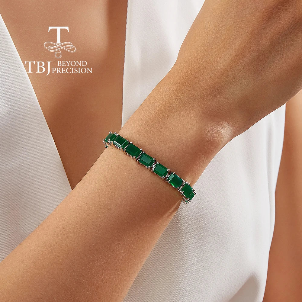 Delicate and gorgeous natural green agate bracelet 925 Silver fine jewelry for ladies banquets & Parties & Holiday gifts