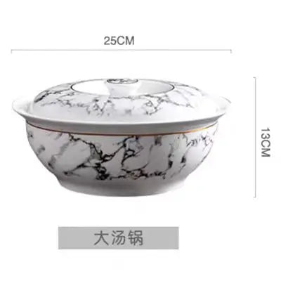 Ceramics Tableware Nordic Marbling Multiple Size Round Oval Plate Bowl Dish Pot Spoon Household Kitchen Supplies Dinnerware