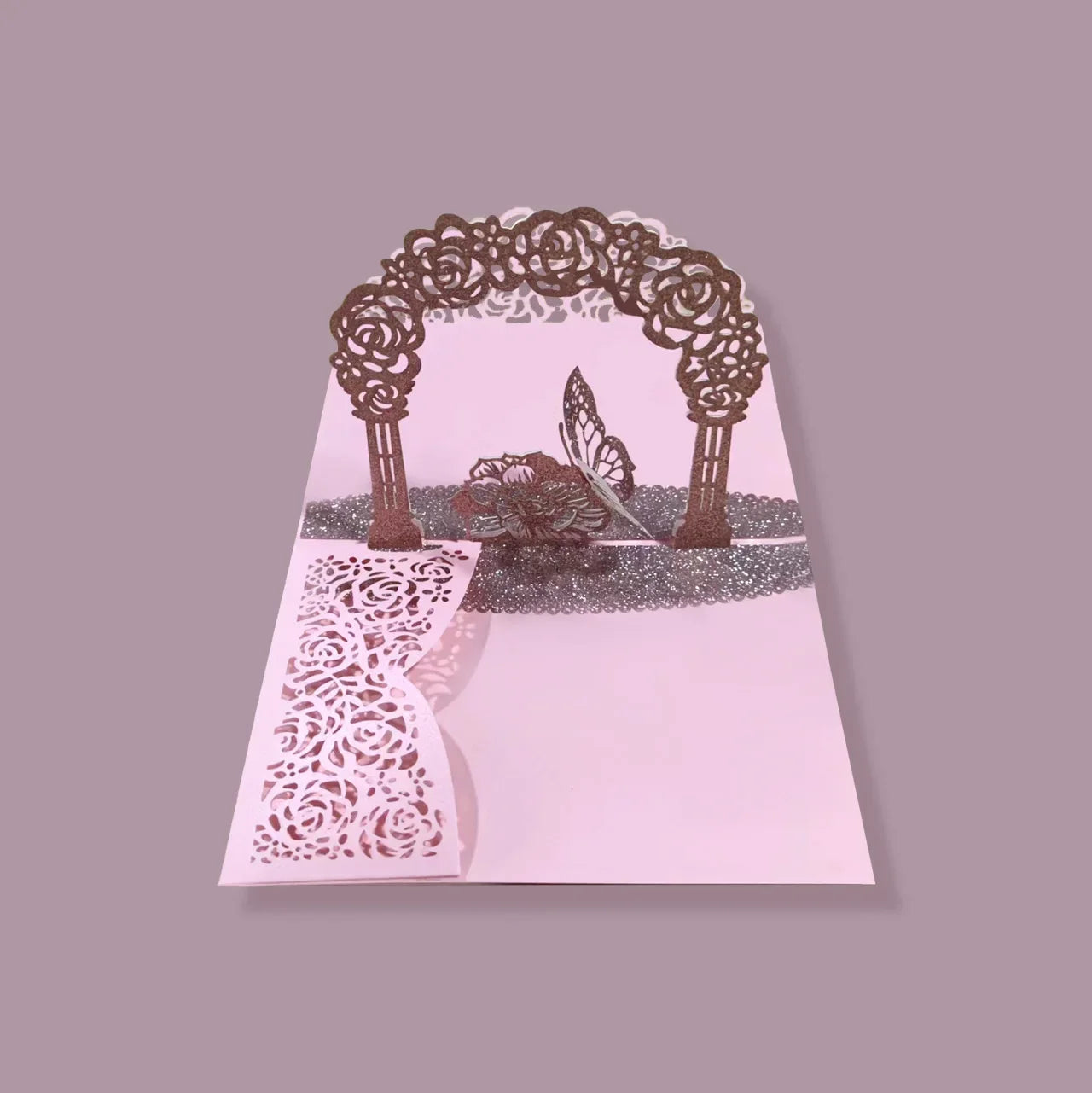 3D Bride And Groom Rose Gold Pop up Wedding invitations laser cut Greeting cards envelope Rsvp Navy blue White Pink