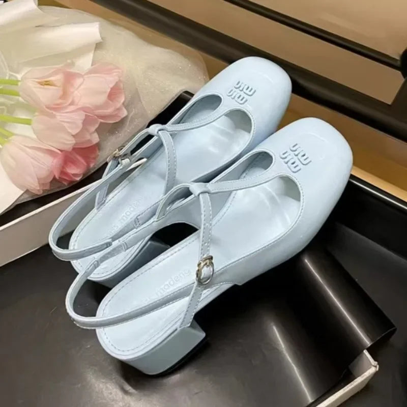 Sandals Female 2024 Summer New Fashion Temperament Patent Leather Mary Jane Women's Shoes Shallow Mouth High-heeled Single Shoes