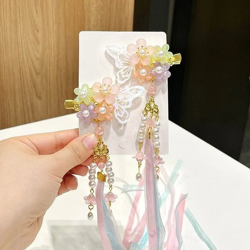 Children's Headwear Ancient Style Girl Hanfu Hair Bundle Wig Accessories Princess Dress Up Gift