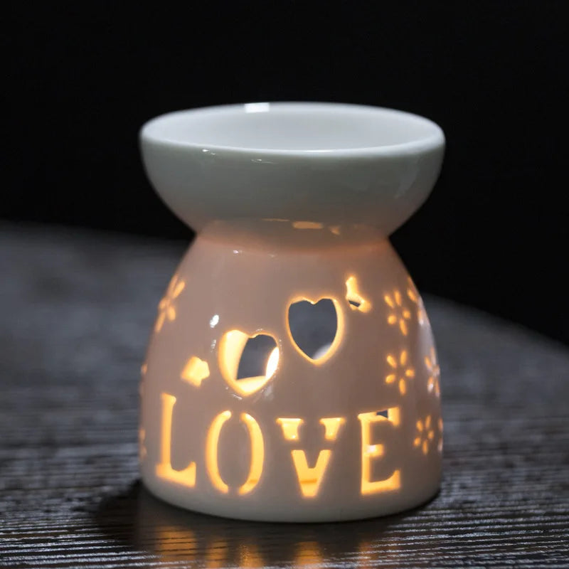 Ceramic Essential Oil Diffuser Retro Aromatherapy Flame Bedroom Living Room Decor Relaxation Gift for Home Romantic Lighting