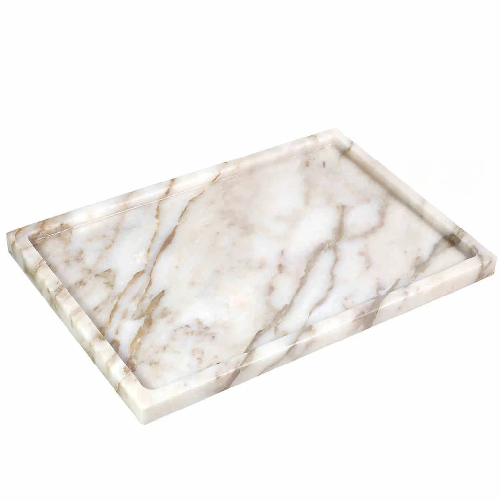 30x20x1.8CM Luxury Calacatta Viola Arabescato Natural Marble Stone Catchall Tray Carving Rectangular Storage Dish Home Decor