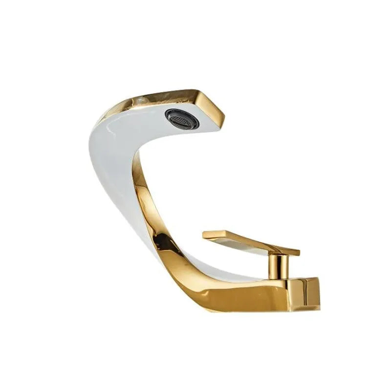 Bathroom Faucet Brass Gold White Bathroom Basin Faucet Cold Hot Water Mixer Sink Tap Deck Mounted White Rose Gold Tap