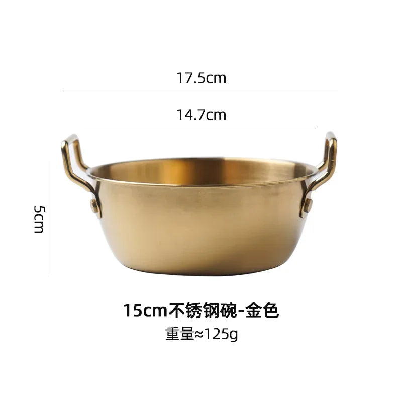 1pcs Stainless Steel Korean Style Pot Golden Sauce Dishes Appetizer Serving Dishes Sets Tray Spice Plates Kitchen Tableware