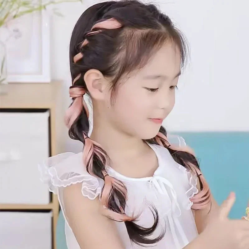 1 Piece Candy Color Girl Wig Hair Clip for Kids Sweet Cool  Invisible Seamless Natural Hanging Ears Hair Dyeing Wig Headwear