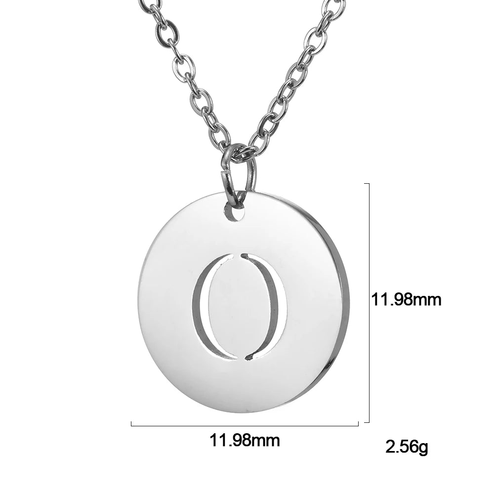 Kkjoy Fashion Stainless Steel Gold Color Minimalist Metal Round A-Z 26 Initials Necklace for Women Jewelry Gift Wholesale New in