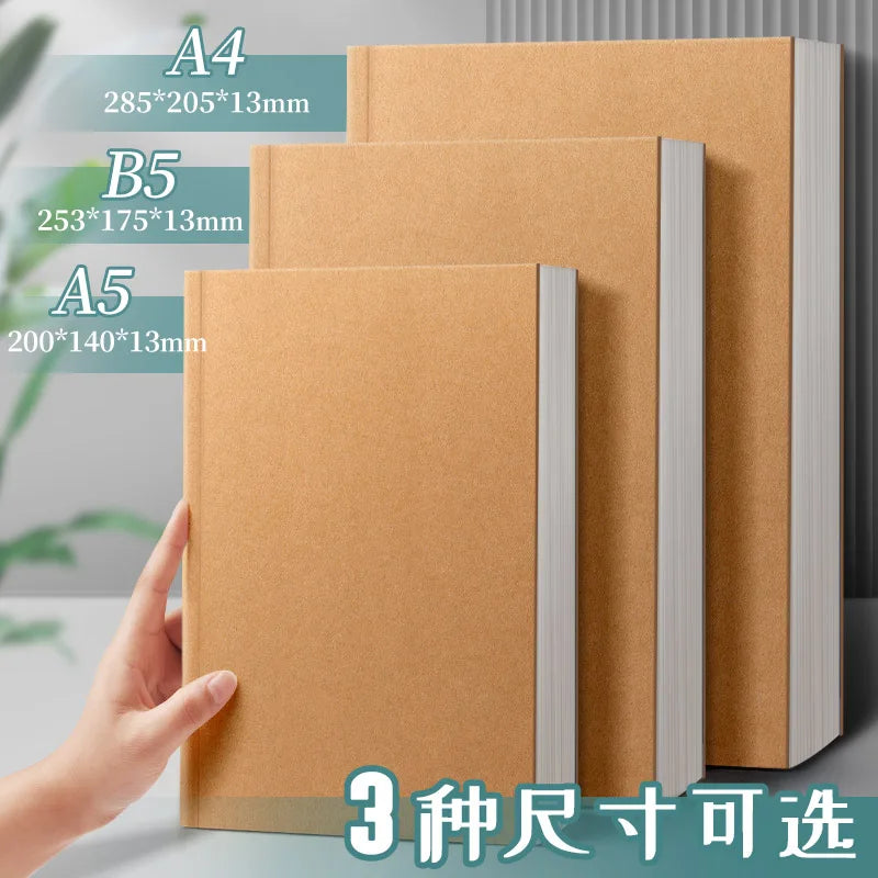 Notebook b5 Thick Notebook a5 Cowhide Minimalist For College Students a4 Ultra Thick Blank Notebook, Paper Notebook, Horizontal