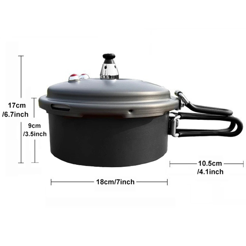 Camping Mini Pressure Cooker Outdoor 1-3 Person Aluminum Cookware Pot with Carry for  Bag, Foldable Handle 80Kpa Pressure Pot