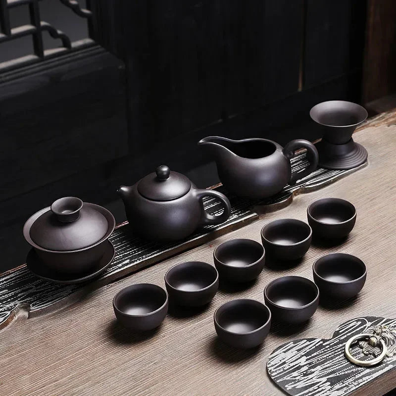 Purple Clay Chinese Kung Fu Tea Set Yixing Teapot  Tea Pot Cup Zisha Gaiwan Tea Kettles Ceremony Drinkware Teaware Set