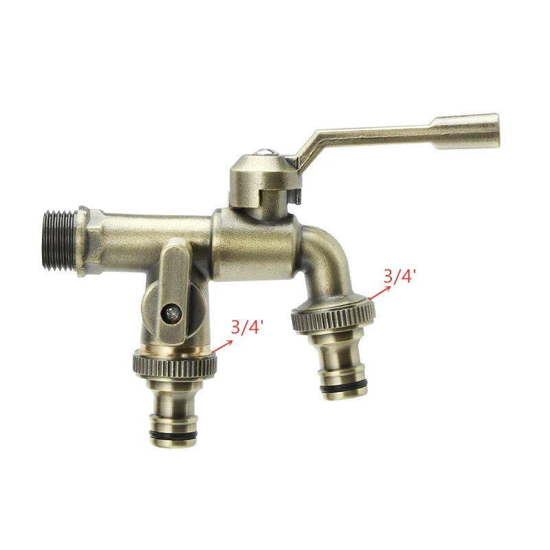 1PC Brass Bibcock 7 Colors Bronze Antique Outdoor Dual Outlet Faucet Washing Machine Out Garden Balcony Frost Protection Tap