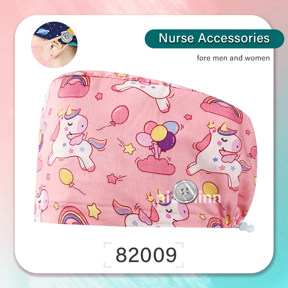 Nurse Scrubs Cap Women Health Workers Frosted Hat Lab Operator Work Cap Beauty Salon Dustjproof Working Hat Adjustable Scrub Cap