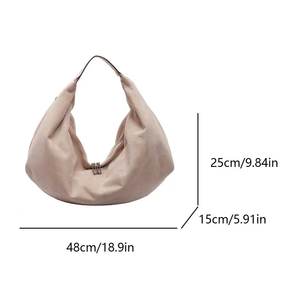 Women Suede Shoulder Bag Slouchy Tote Bag Large Capacity Underarm Bag Handbag for Work Travel